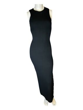 bebe Black Sleeveless Ribbed Maxi Dress